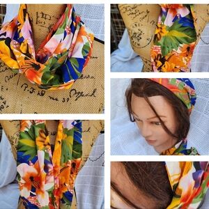 Vintage floral silk sash/‎ scarf/ bandana/ scarf